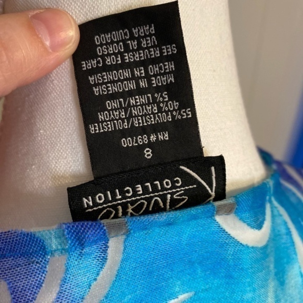 K Studio Collection Vintage 3 Piece Blue tank top w/ skirt and vibrant sheer top - Picture 14 of 17